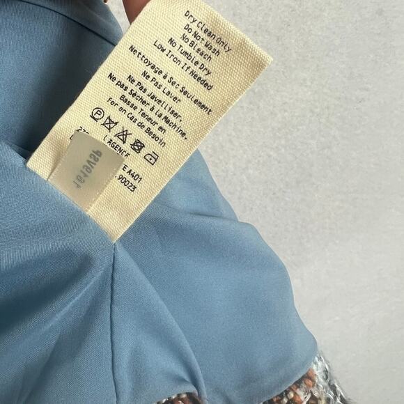 L'AGENCE Women's Size 2 Angelina Fringed Blue And Orange Plaid Tweed Blazer - Picture 5 of 7